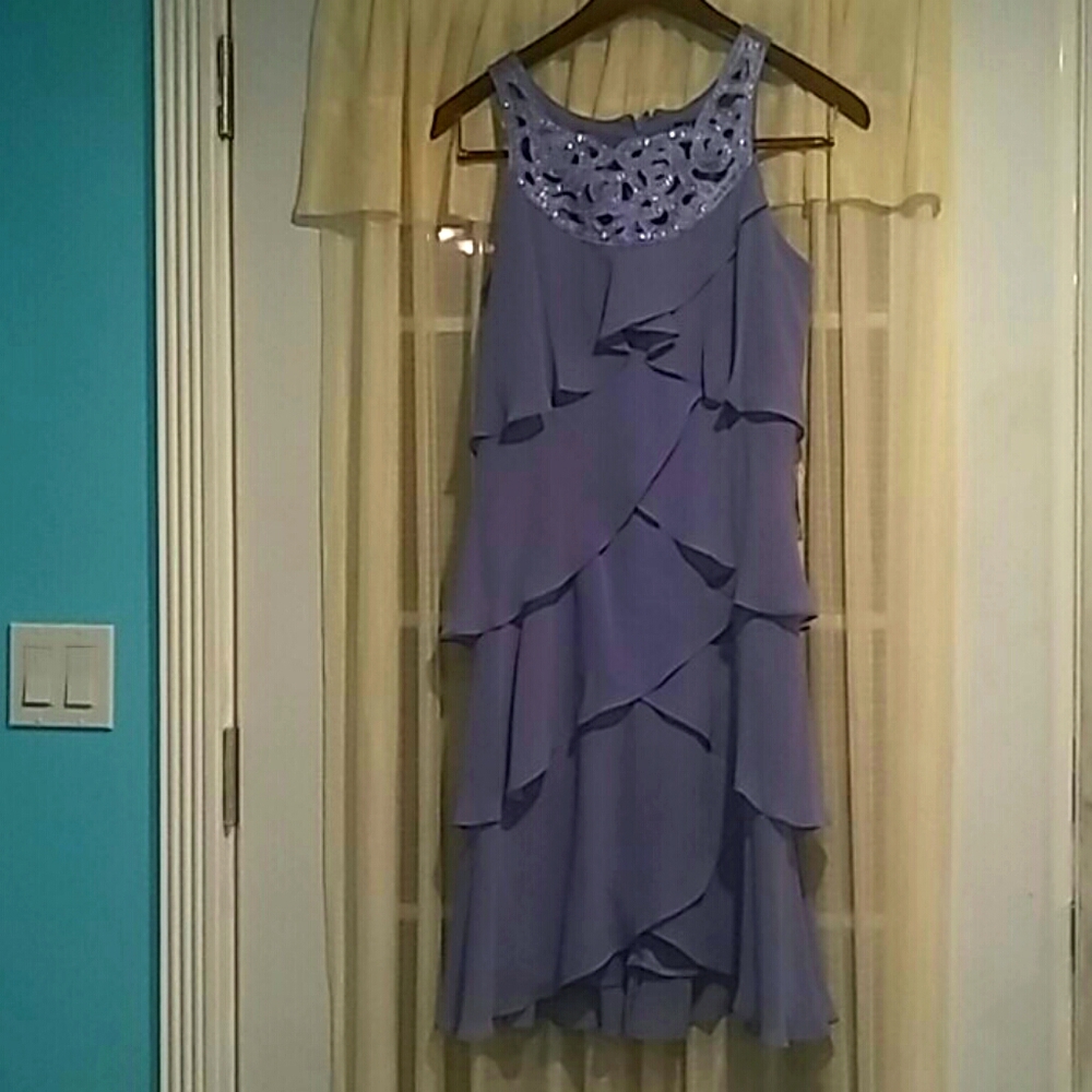 S.L Fashion Tiered Dress Missy Aviolet Sz 8